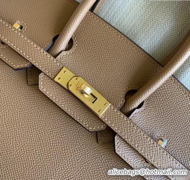 Top Quality Hermes Birkin 30cm Bag in Original Epsom Leather H30 Milk Tea/Gold 2024