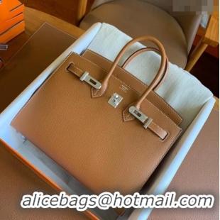 Buy Fashionable Hermes Birkin 35cm Bag in Original Epsom Leather H35 Brown/Silver 2024 (Full Handmade)