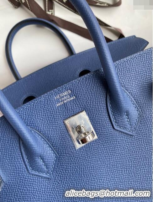 Promotional Hermes Birkin 30cm Bag in Original Epsom Leather Agate H30 Blue/Silver 2024 (Full Handmade)