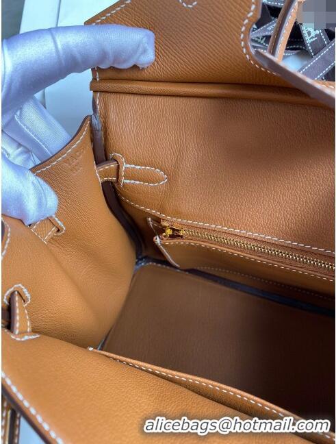 Good Product Hermes Birkin 25cm Bag in Original Epsom Leather H25 Brown/Gold 2024 (Full Handmade)