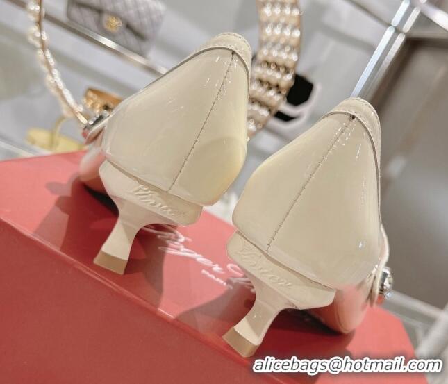 Classic Specials Roger Vivier Mary Jane Virgule Pumps 4.5cm in patent leather White 704049