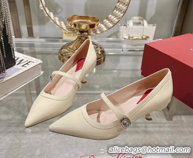 Classic Specials Roger Vivier Mary Jane Virgule Pumps 4.5cm in patent leather White 704049