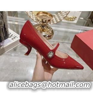 Buy Luxury Roger Vivier Mary Jane Virgule Pumps 4.5cm in patent leather Red 704050