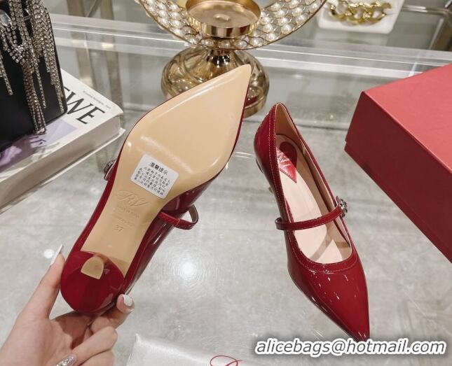 Buy Luxury Roger Vivier Mary Jane Virgule Pumps 4.5cm in patent leather Red 704050