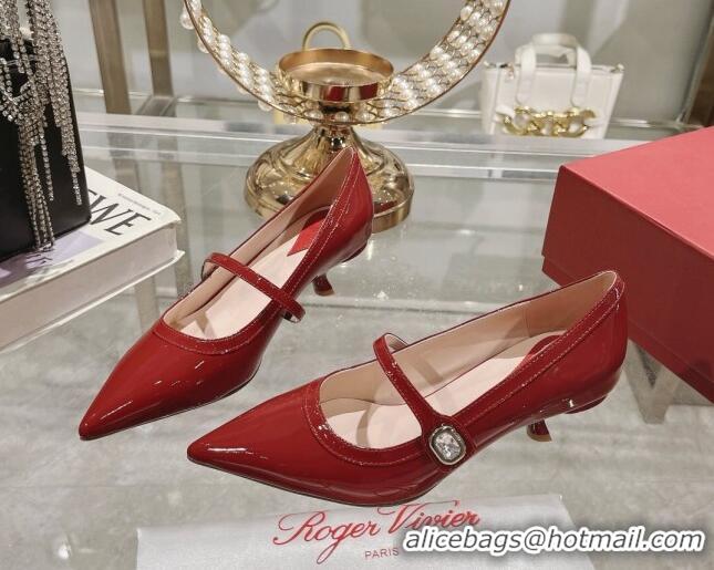 Buy Luxury Roger Vivier Mary Jane Virgule Pumps 4.5cm in patent leather Red 704050