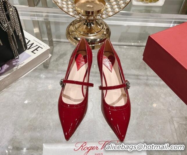 Buy Luxury Roger Vivier Mary Jane Virgule Pumps 4.5cm in patent leather Red 704050