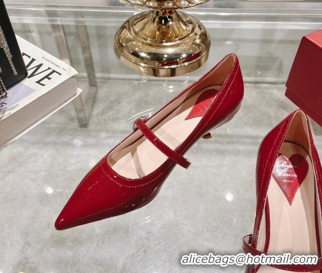 Buy Luxury Roger Vivier Mary Jane Virgule Pumps 4.5cm in patent leather Red 704050