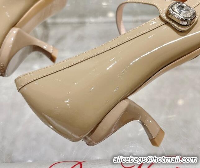 Shop Cheap Roger Vivier Mary Jane Virgule Pumps 4.5cm in patent leather Beige 704051