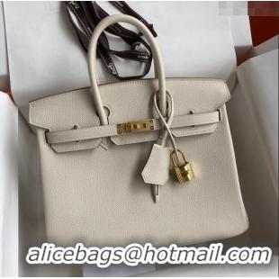 Promotional Hermes Birkin 25cm Bag in Original Epsom Leather H25 Milkshake White/Gold 2024 (Full Handmade)