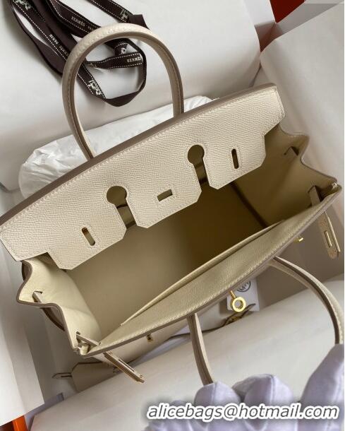 Promotional Hermes Birkin 25cm Bag in Original Epsom Leather H25 Milkshake White/Gold 2024 (Full Handmade)