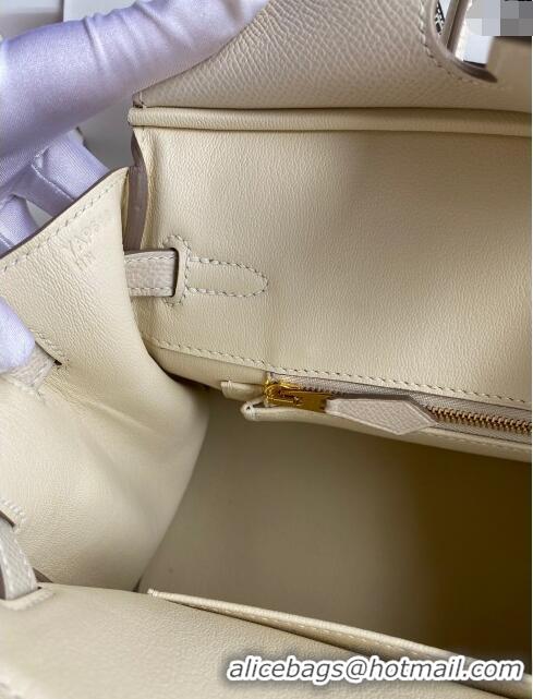 Promotional Hermes Birkin 25cm Bag in Original Epsom Leather H25 Milkshake White/Gold 2024 (Full Handmade)