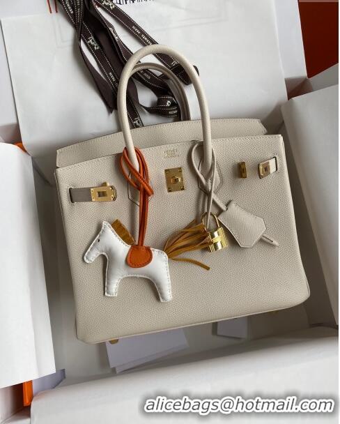 Promotional Hermes Birkin 25cm Bag in Original Epsom Leather H25 Milkshake White/Gold 2024 (Full Handmade)