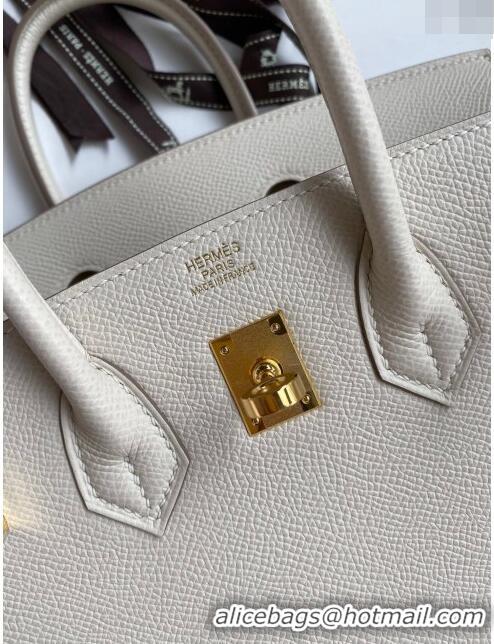 Promotional Hermes Birkin 25cm Bag in Original Epsom Leather H25 Milkshake White/Gold 2024 (Full Handmade)