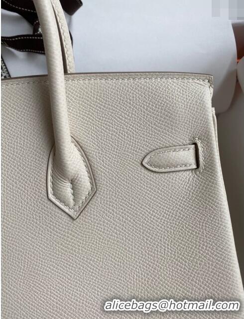 Promotional Hermes Birkin 25cm Bag in Original Epsom Leather H25 Milkshake White/Gold 2024 (Full Handmade)