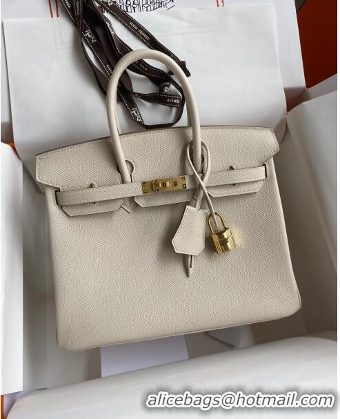 Promotional Hermes Birkin 25cm Bag in Original Epsom Leather H25 Milkshake White/Gold 2024 (Full Handmade)