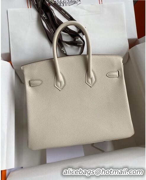 Promotional Hermes Birkin 25cm Bag in Original Epsom Leather H25 Milkshake White/Gold 2024 (Full Handmade)