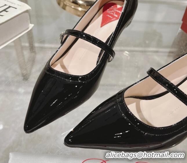 Stylish Roger Vivier Mary Jane Virgule Pumps 4.5cm in patent leather Black 704052