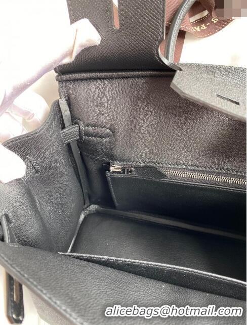 New Release Creation Hermes Birkin 25cm Bag in Original Epsom Leather H25 Black/Silver 2024 (Full Handmade)