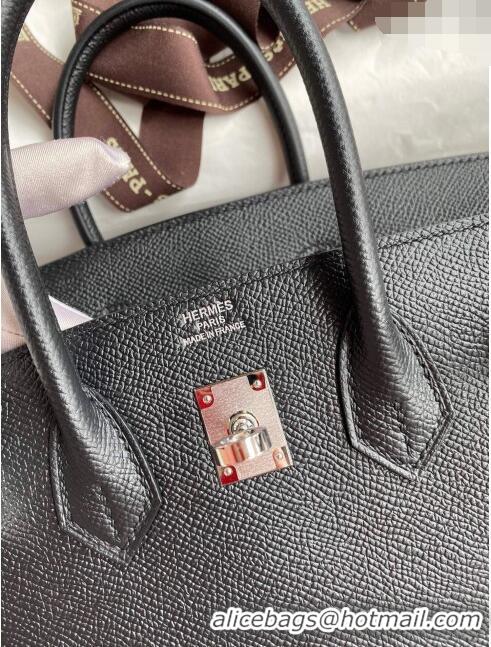 Well Crafted Hermes Birkin 30cm Bag in Original Epsom Leather H30 Black/Silver 2024 (Full Handmade)