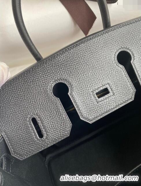 Popular Style Hermes Birkin 25cm Bag in Original Epsom Leather H25 Black/Gold 2024 (Full Handmade)