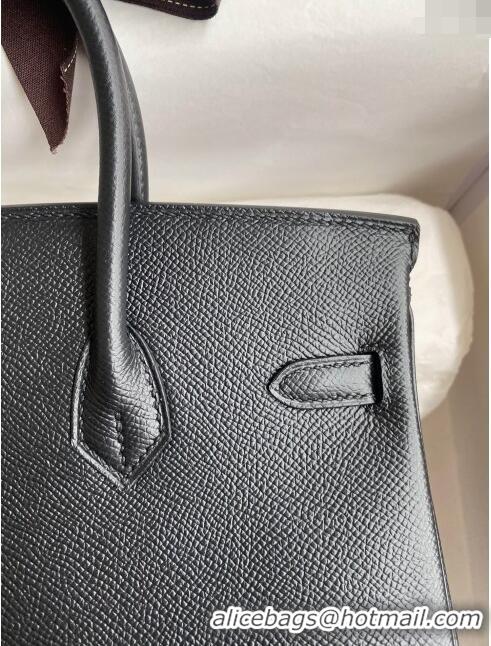 Popular Style Hermes Birkin 25cm Bag in Original Epsom Leather H25 Black/Gold 2024 (Full Handmade)