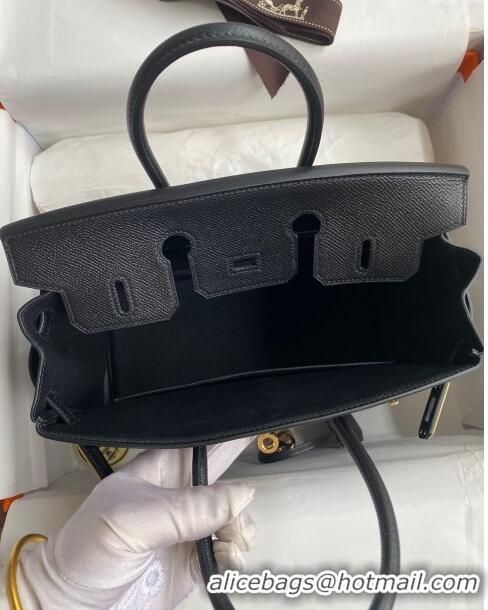 Affordable Price Hermes Birkin 30cm Bag in Original Epsom Leather H30 Black/Gold 2024 (Full Handmade)