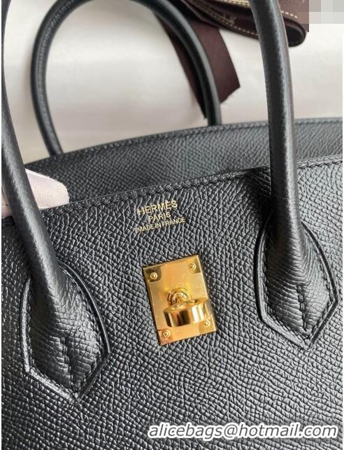 Affordable Price Hermes Birkin 30cm Bag in Original Epsom Leather H30 Black/Gold 2024 (Full Handmade)