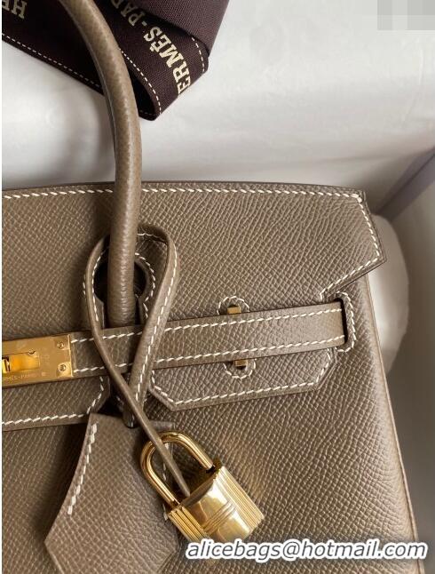 Shop Grade Hermes Birkin 35cm Bag in Original Epsom Leather H35 Etoupe/Gold 2024 (Full Handmade)