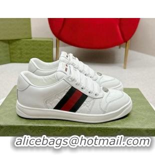 Sophisticated Gucci Screener Sneakers in GG Leather White 702119