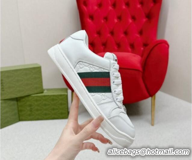 Sophisticated Gucci Screener Sneakers in GG Leather White 702119