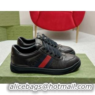 Classic Hot Gucci Screener Sneakers in GG Leather Black 702120