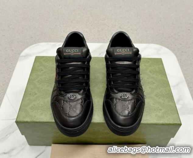 Classic Hot Gucci Screener Sneakers in GG Leather Black 702120