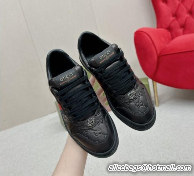 Classic Hot Gucci Screener Sneakers in GG Leather Black 702120