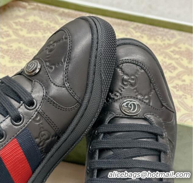 Classic Hot Gucci Screener Sneakers in GG Leather Black 702120