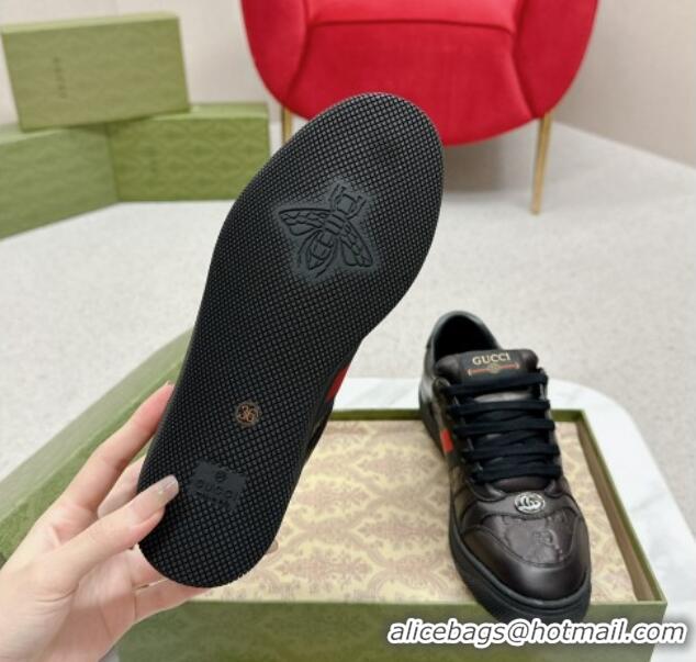 Classic Hot Gucci Screener Sneakers in GG Leather Black 702120