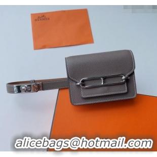 Shop Cheap Hermes Roulis Slim Hop Pouch Belt in Grained Calfskin 0706 Grey 2024