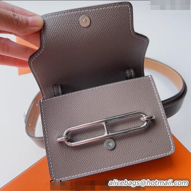 Shop Cheap Hermes Roulis Slim Hop Pouch Belt in Grained Calfskin 0706 Grey 2024