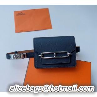 Good Looking Hermes Roulis Slim Hop Pouch Belt in Grained Calfskin 0706 Black 2024