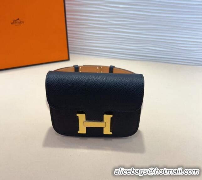 Famous Brand Hermes Kelly Buckle Pouch Belt in Grained Calfskin with Gold Hardware 0706 Black 2024