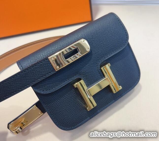 Famous Brand Hermes Kelly Buckle Pouch Belt in Grained Calfskin with Gold Hardware 0706 Black 2024