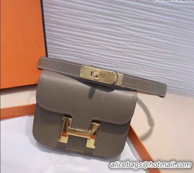 Trendy Design Hermes Kelly Buckle Pouch Belt in Grained Calfskin with Gold Hardware 0706 Grey 2024