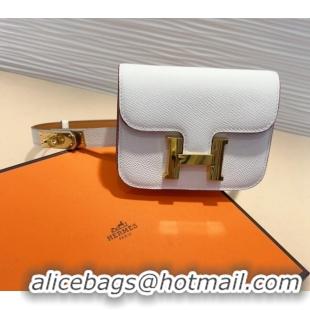 Top Grade Hermes Kelly Buckle Pouch Belt in Grained Calfskin with Gold Hardware 0706 White 2024