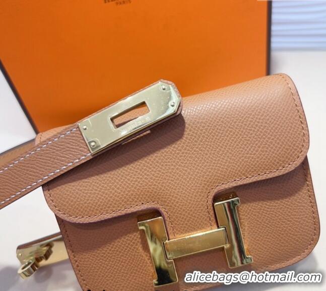 Buy Fashionable Hermes Kelly Buckle Pouch Belt in Grained Calfskin with Gold Hardware 0706 Brown 2024