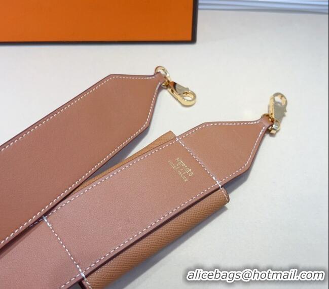 Famous Brand Hermes Kelly Pocket Trap Pouch Belt in Grianed Calfskin with Gold Buckle 8042 Brown 2024