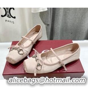 Stylish Gucci Satin Ballet Flat with Horsebit Nude Pink 702125