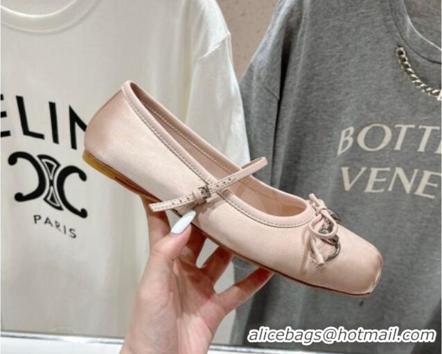 Stylish Gucci Satin Ballet Flat with Horsebit Nude Pink 702125