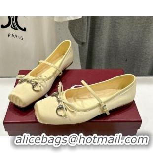 Good Quality Gucci Satin Ballet Flat with Horsebit Yellow 702127