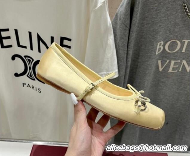 Good Quality Gucci Satin Ballet Flat with Horsebit Yellow 702127