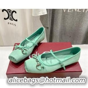 Hot Style Gucci Satin Ballet Flat with Horsebit Green 702129