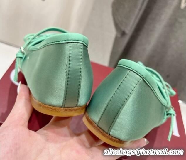 Hot Style Gucci Satin Ballet Flat with Horsebit Green 702129